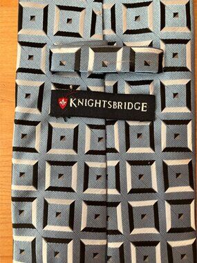 KNIGHTSBRIDGE Mens tie Handmade Polyester Blue Black Cubes Squares